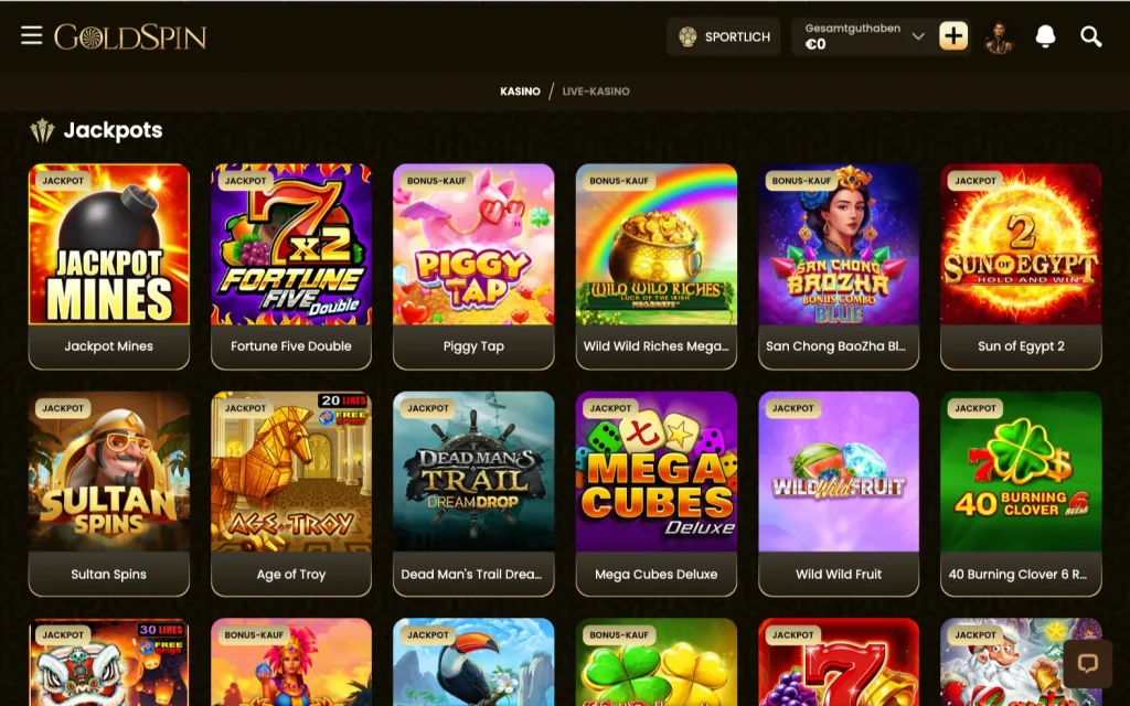 GoldSpin Jackpot Spiele