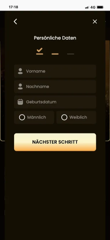 GoldSpin-Registrierungsseite 2